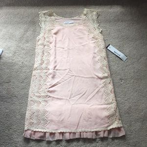 Gorgeous pale pink dress with ivory lace trim